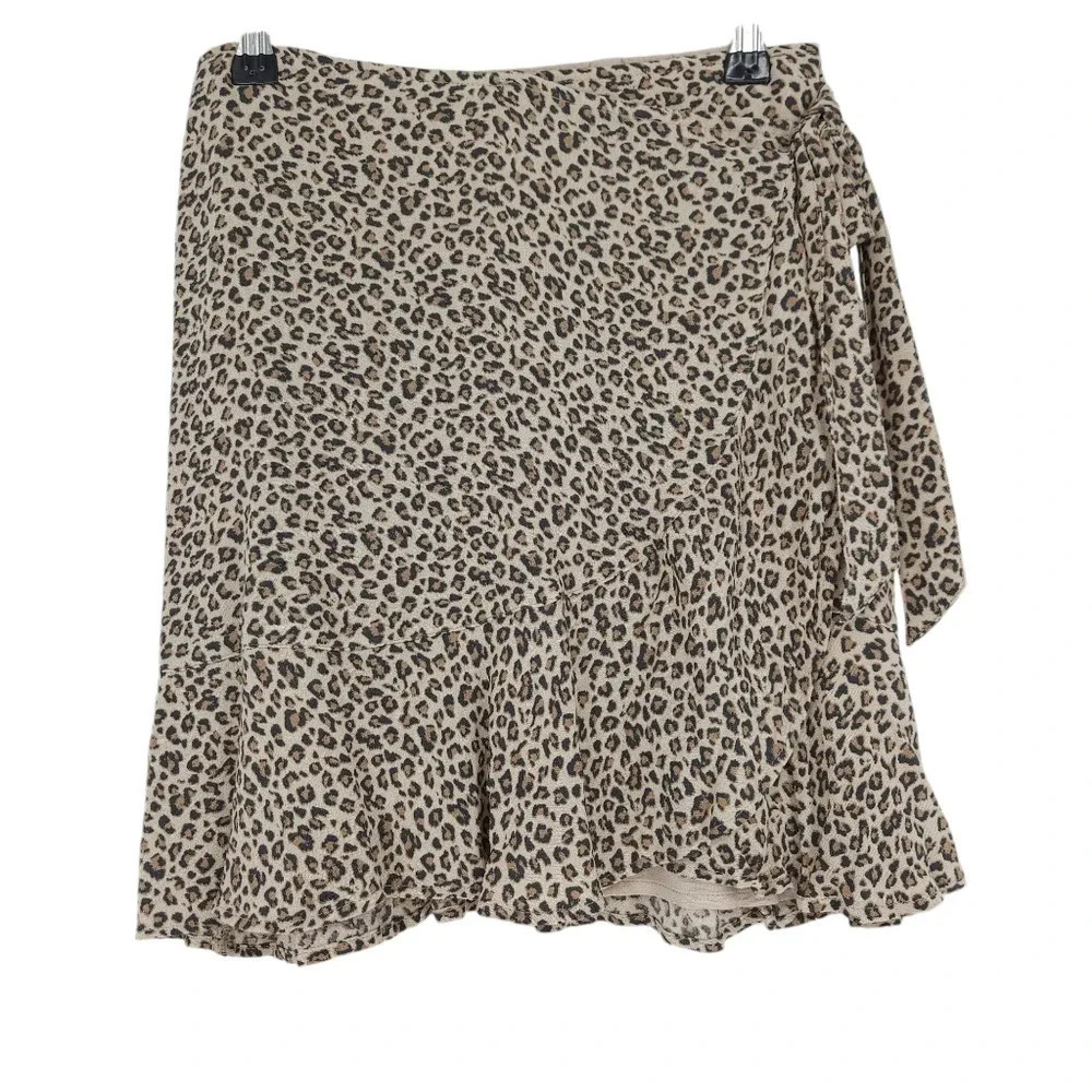 Abercrombie & Fitch Mini Faux Wrap Skirt Leopard Cheetah Tie Zip Waist NWT